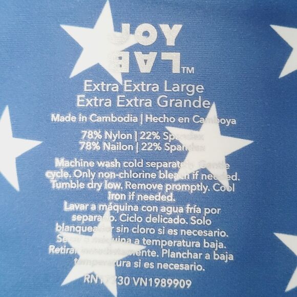 JoyLab Bike Shorts High Rise Ruched Pocket Patriotic Stars Superhero XXL New OOS - Picture 6 of 12